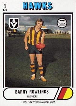 1976 Scanlens VFL #33 Barry Rowlings Front